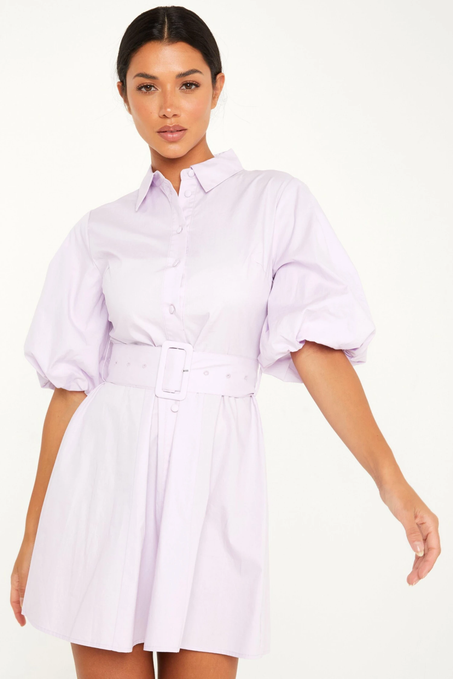 Lilac Puff Sleeve Shirt Dress 4 Lilac Puff Sleeve Shirt Dress - Image 2