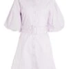 Lilac Puff Sleeve Shirt Dress -Chic Summer Shop 00100029340 ZM