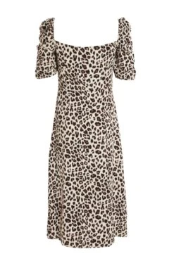 Cream Animal Print Midi Dress -Chic Summer Shop 00100029745 ZB