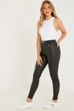 Black Faux Leather Skinny Trousers -Chic Summer Shop 00100031330 XS