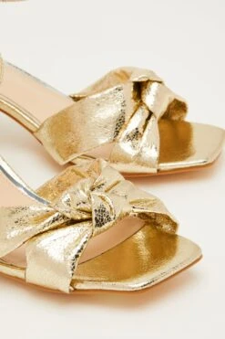 Wide Fit Gold Knot Heeled Sandals -Chic Summer Shop 00100031859 ZB