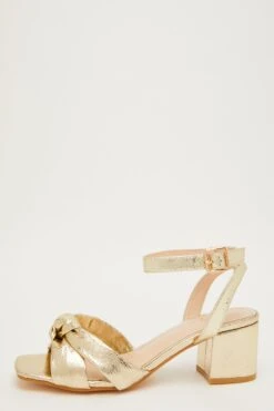 Wide Fit Gold Knot Heeled Sandals