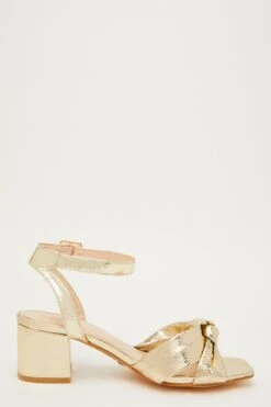Wide Fit Gold Knot Heeled Sandals -Chic Summer Shop 00100031859 ZS