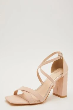 Nude Faux Suede Heeled Sandals -Chic Summer Shop 00100032836 XB