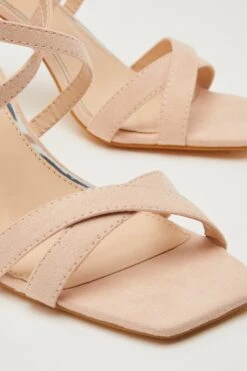 Nude Faux Suede Heeled Sandals -Chic Summer Shop 00100032836 ZB