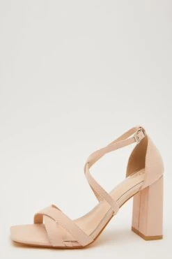 Nude Faux Suede Heeled Sandals