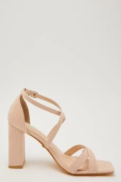 Nude Faux Suede Heeled Sandals -Chic Summer Shop 00100032836 ZS