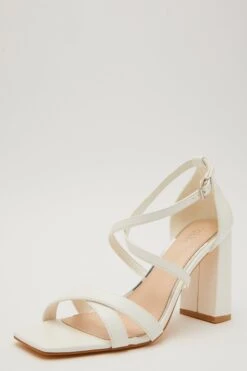 White Faux Leather Heeled Sandals -Chic Summer Shop 00100032838 XB