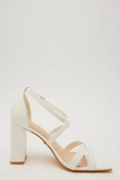 White Faux Leather Heeled Sandals -Chic Summer Shop 00100032838 ZS