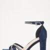 Navy Satin Cross Strap Heeled Sandals -Chic Summer Shop 00100032850 ZM