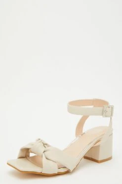 Nude Faux Leather Knot Heeled Sandals -Chic Summer Shop 00100032887 XB