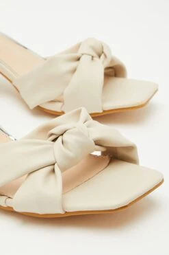 Nude Faux Leather Knot Heeled Sandals -Chic Summer Shop 00100032887 ZB