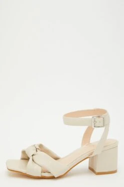 Nude Faux Leather Knot Heeled Sandals