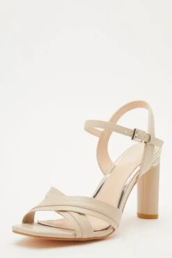 Nude Cross Strap Heeled Sandals -Chic Summer Shop 00100032915 XB