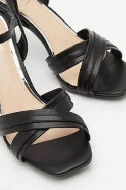 Black Cross Strap Heeled Sandals -Chic Summer Shop 00100032917 ZB