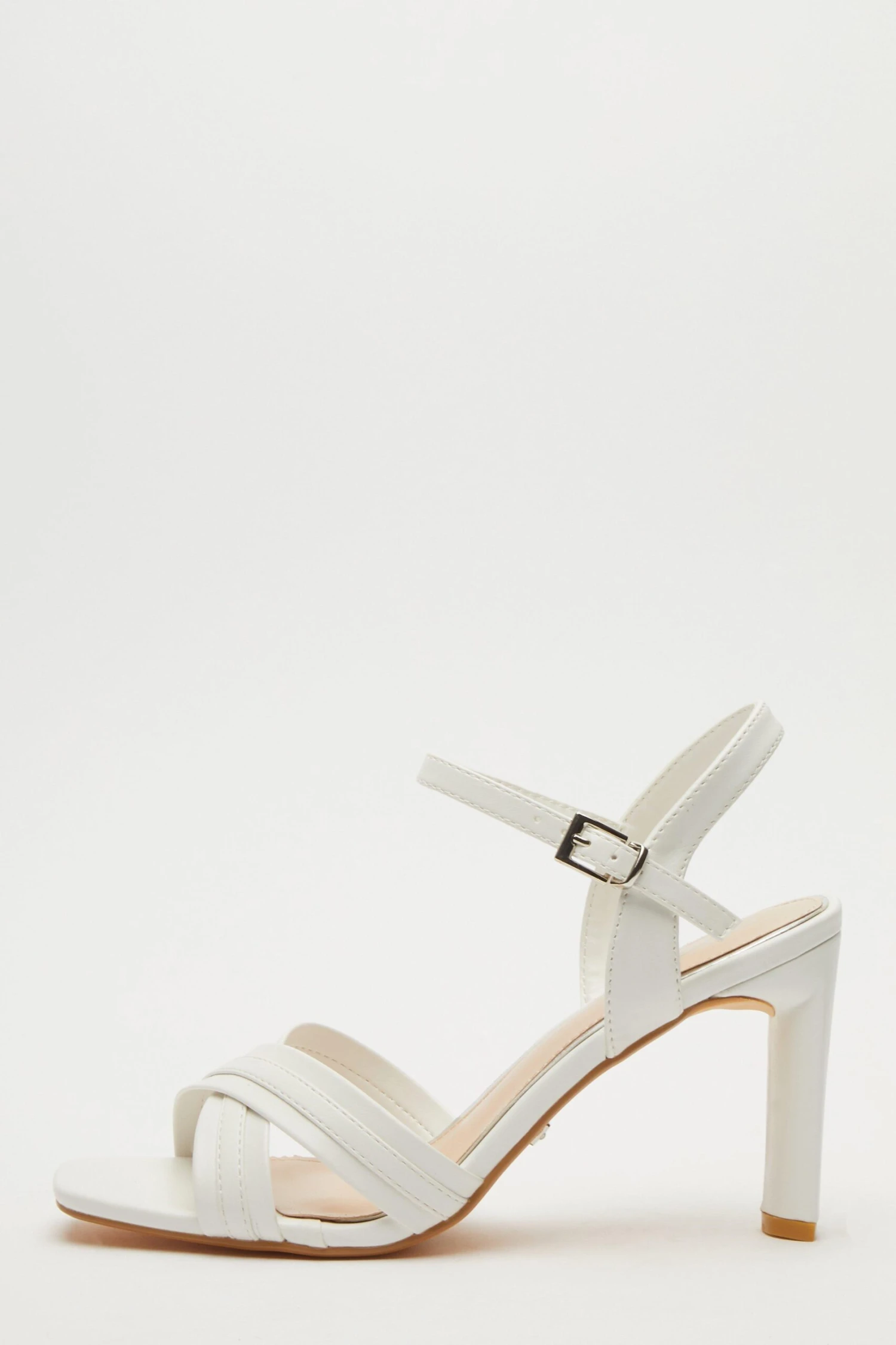 White Cross Strap Heeled Sandals 3 White Cross Strap Heeled Sandals