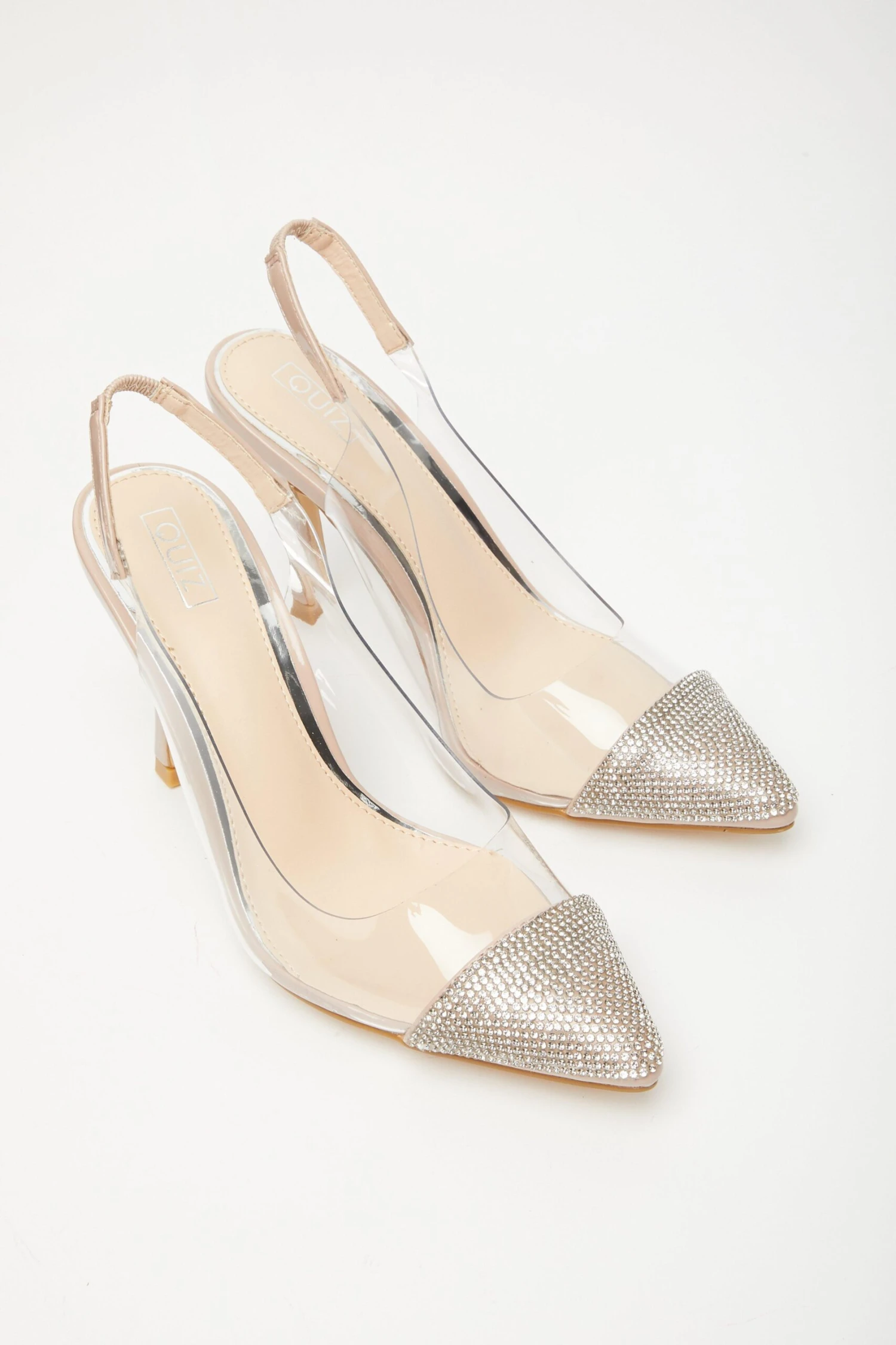 Nude Diamante Clear Court Heels 6 Nude Diamante Clear Court Heels - Image 4