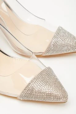 Nude Diamante Clear Court Heels 12 Nude Diamante Clear Court Heels -Chic Summer Shop 00100032935 ZB