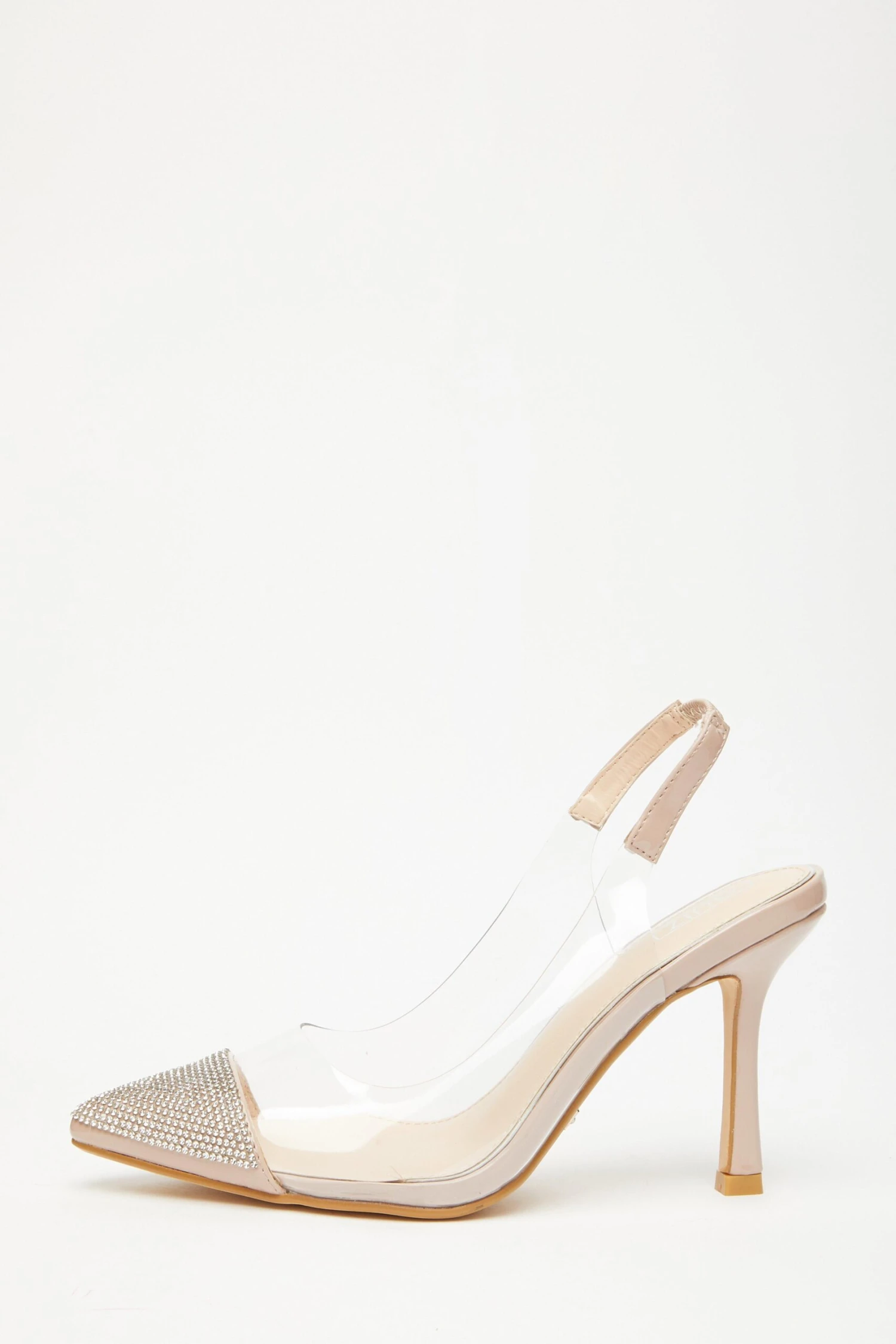 Nude Diamante Clear Court Heels 3 Nude Diamante Clear Court Heels