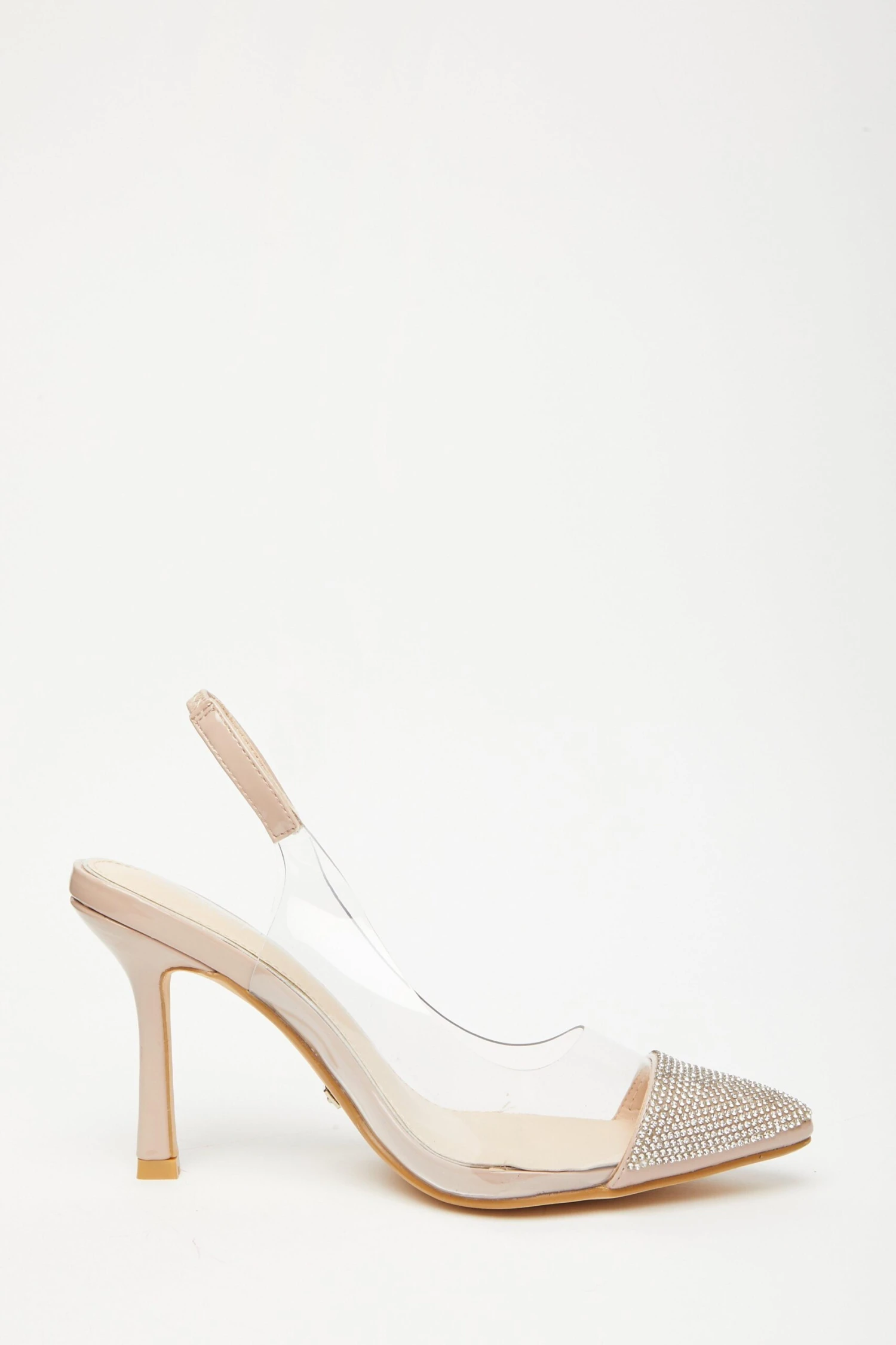 Nude Diamante Clear Court Heels 8 Nude Diamante Clear Court Heels - Image 6