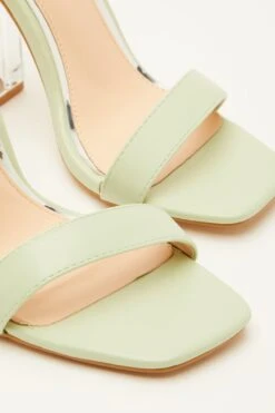 Green Clear Ankle Tie Heeled Sandals -Chic Summer Shop 00100032943 ZB