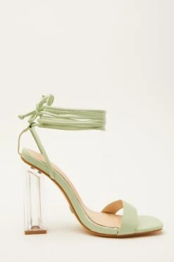 Green Clear Ankle Tie Heeled Sandals -Chic Summer Shop 00100032943 ZS