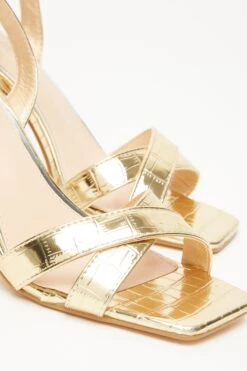 Gold Cross Strap Heeled Sandals 12 Gold Cross Strap Heeled Sandals -Chic Summer Shop 00100032944 ZB