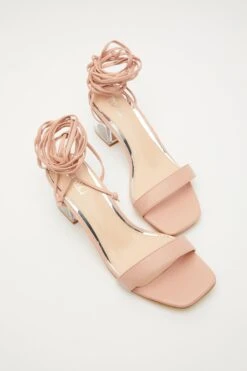 Pink Clear Ankle Tie Low Heeled Sandals 11 Pink Clear Ankle Tie Low Heeled Sandals -Chic Summer Shop 00100032954 XS
