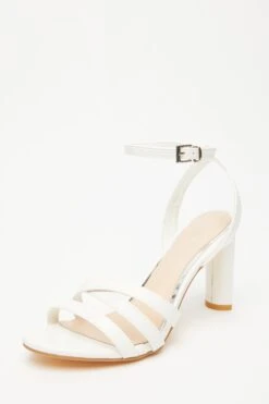 White Strappy Heeled Sandals -Chic Summer Shop 00100032964 XB