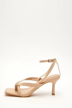 Nude Square Toe Heeled Sandal