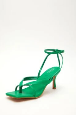 Green Square Toe Heeled Sandals -Chic Summer Shop 00100032977 XB