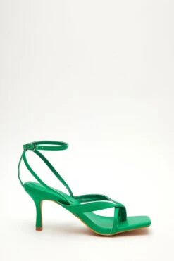 Green Square Toe Heeled Sandals -Chic Summer Shop 00100032977 XM