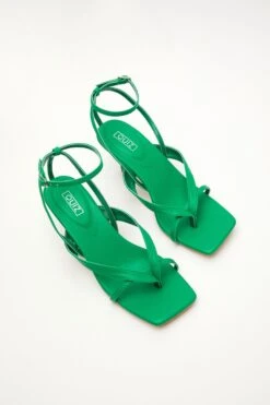 Green Square Toe Heeled Sandals -Chic Summer Shop 00100032977 XS