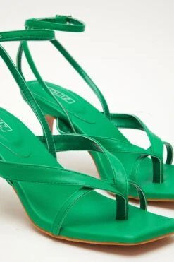 Green Square Toe Heeled Sandals -Chic Summer Shop 00100032977 ZB