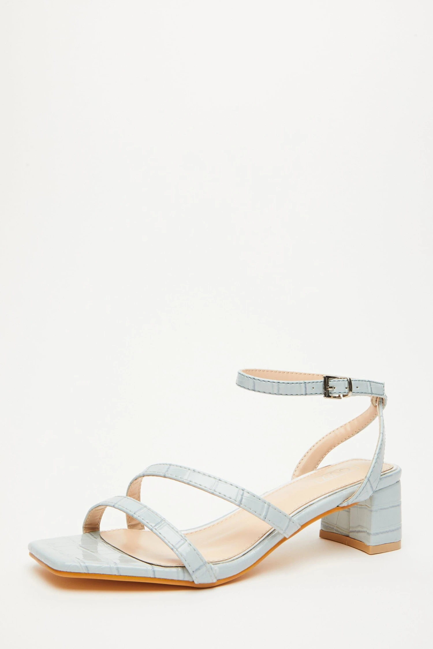 Light Blue Strappy Block Low Heeled Sandals 5 Light Blue Strappy Block Low Heeled Sandals - Image 3