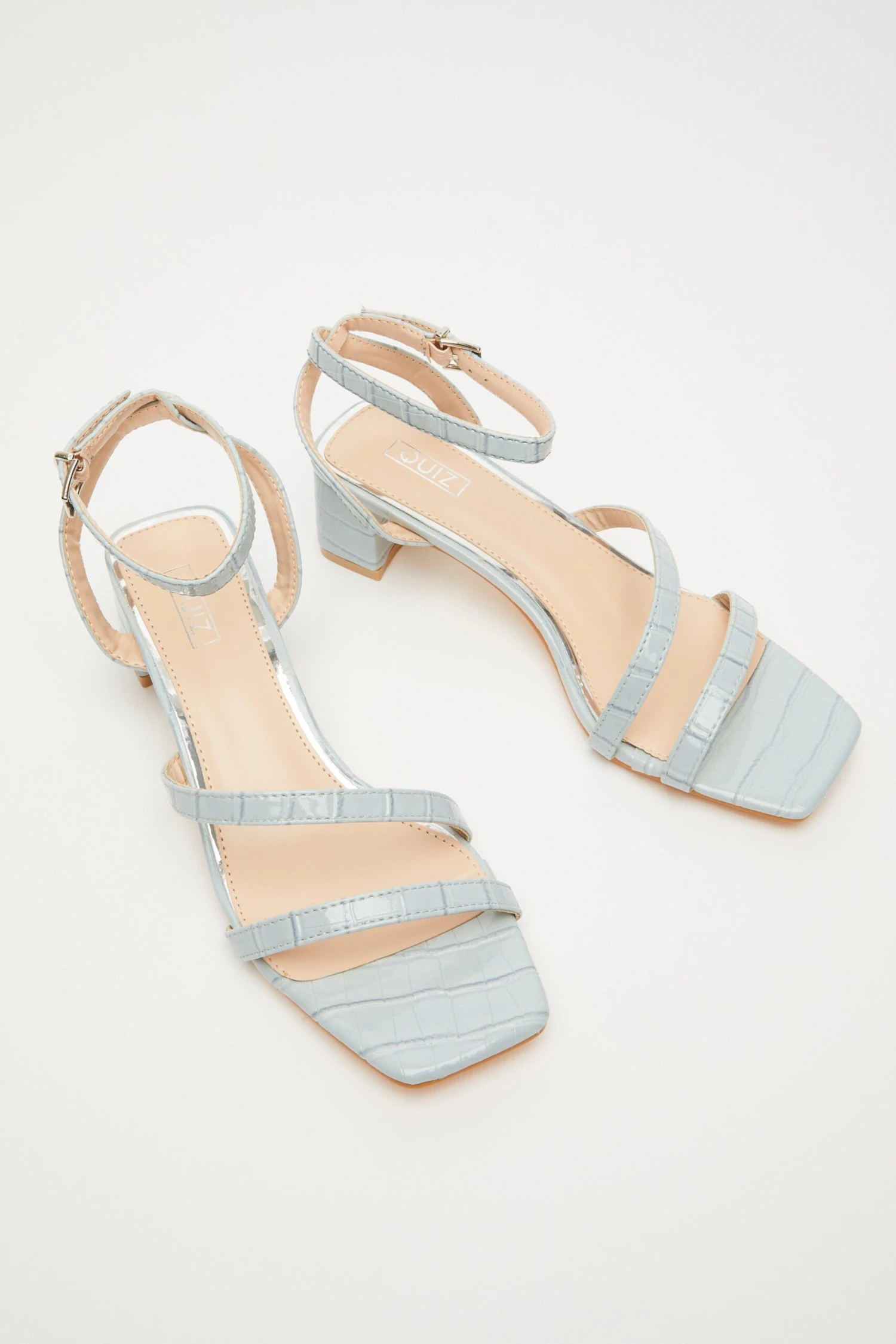 Light Blue Strappy Block Low Heeled Sandals 6 Light Blue Strappy Block Low Heeled Sandals - Image 4