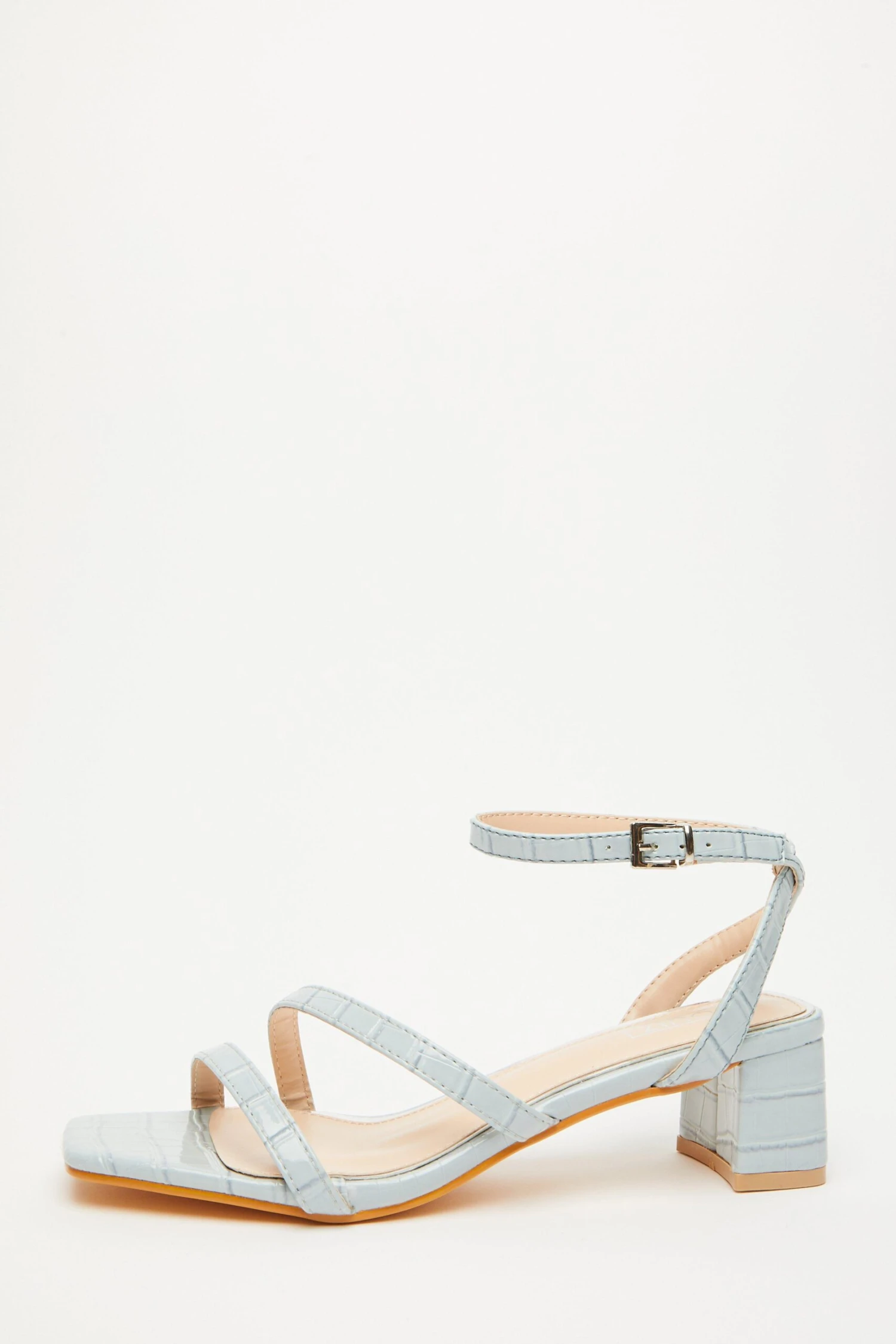 Light Blue Strappy Block Low Heeled Sandals 3 Light Blue Strappy Block Low Heeled Sandals