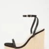 Black Embellished Strappy Wedges -Chic Summer Shop 00100033262 ZM
