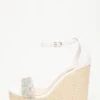 White Embellished Pleat Wedges -Chic Summer Shop 00100033267 ZM