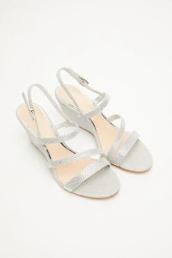 Silver Embellished Strappy Wedges 11 Silver Embellished Strappy Wedges -Chic Summer Shop 00100033290 XS