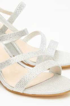 Silver Embellished Strappy Wedges 12 Silver Embellished Strappy Wedges -Chic Summer Shop 00100033290 ZB