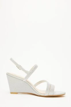 Silver Embellished Strappy Wedges 13 Silver Embellished Strappy Wedges -Chic Summer Shop 00100033290 ZS
