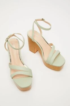 Sage Faux Leather Platform Heeled Sandals -Chic Summer Shop 00100033291 XS