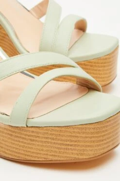 Sage Faux Leather Platform Heeled Sandals -Chic Summer Shop 00100033291 ZB