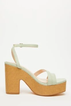 Sage Faux Leather Platform Heeled Sandals -Chic Summer Shop 00100033291 ZS