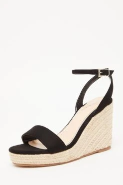 Black Woven Wedges -Chic Summer Shop 00100033297 XB