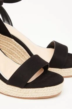 Black Woven Wedges -Chic Summer Shop 00100033297 ZB
