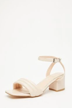 Wide Fit Nude Block Heeled Sandals -Chic Summer Shop 00100033308 XB