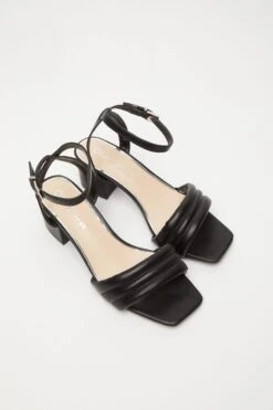 Wide Fit Black Block Heeled Sandals -Chic Summer Shop 00100033310 XS