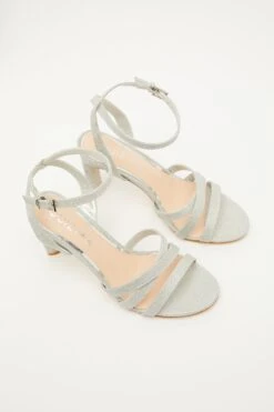 Wide Fit Silver Shimmer Block Heeled Sandals -Chic Summer Shop 00100033925 XS